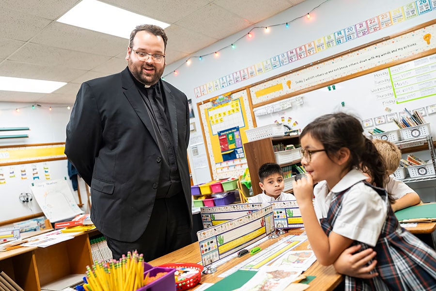 Father Maul in classroom